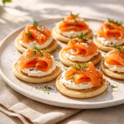 Smoked salmon on blinis