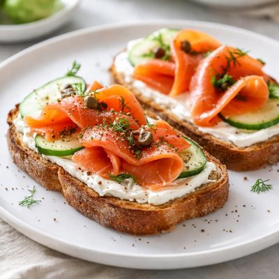 Smoked salmon on bread