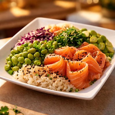 Smoked salmon poke bowl