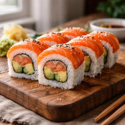 Smoked salmon sushi