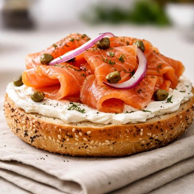Smoked salmon with cream cheese