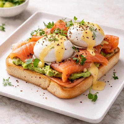 Saumon fumé aux œufs sur du pain turc