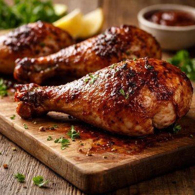 Smoked skinless bbq chicken leg