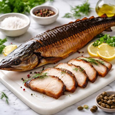 Smoked sturgeon