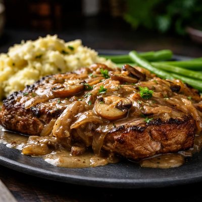 Smothered pork steak