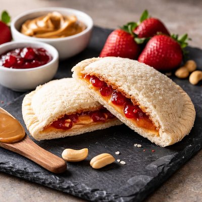 Smuckers uncrustables peanut butter and strawberry sandwich