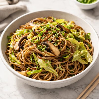 Soba noodles with cabbage