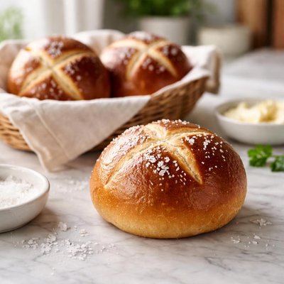 Soft pretzel bun