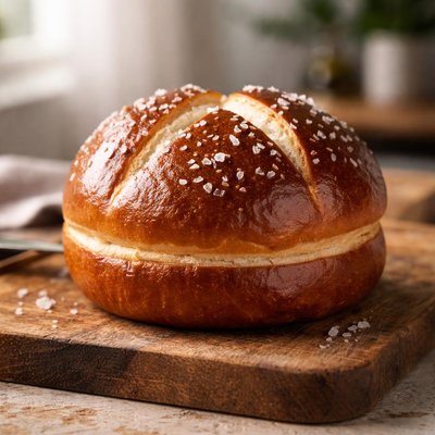 Soft pretzel burger bun