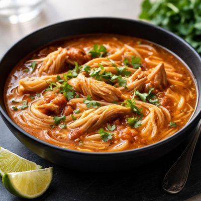 Sopa de fideo con pollo