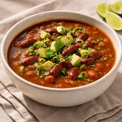 Sopa de frijoles rojos hervidos