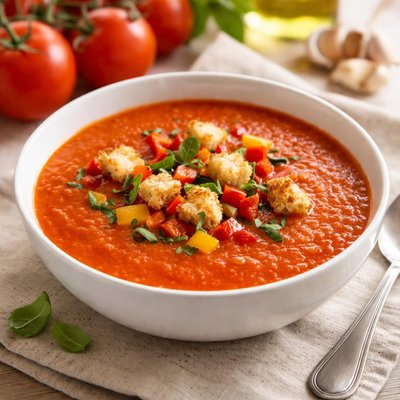 Sopa de tomate y pimiento