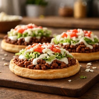 Sopes with ground beef and cheese