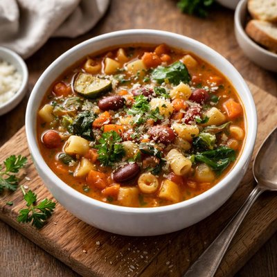Soup spoon meatless minestrone