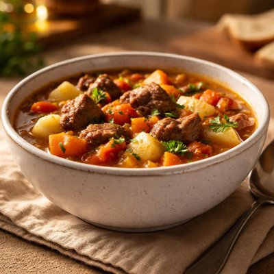 Soup with beef and vegetables