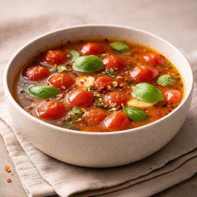 Soup with cherry tomatoes