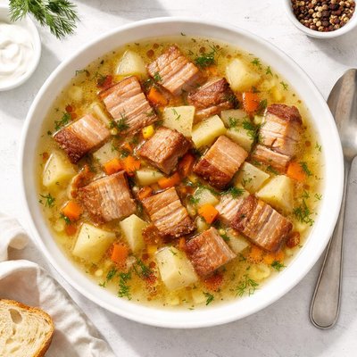 Soup with fat meat