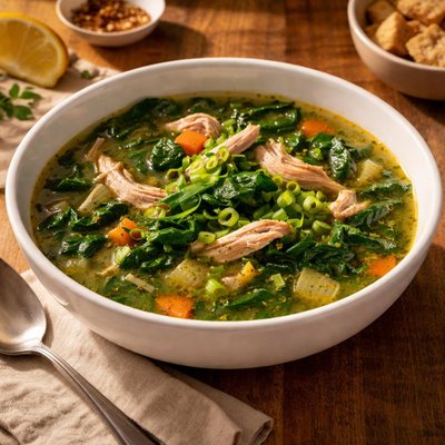 Soup with greens and chicken