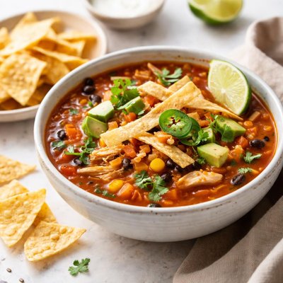 Soup with tortilla chips