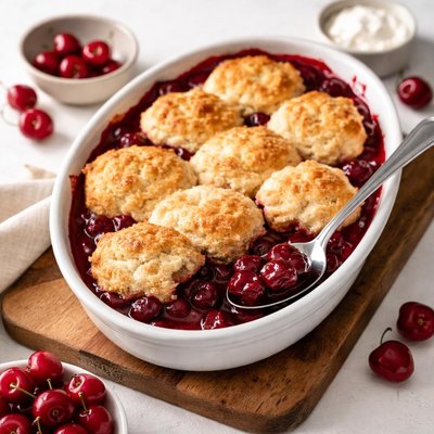 Sour cherry cobbler