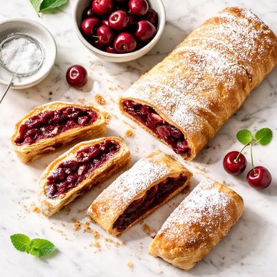 Sour cherry strudel