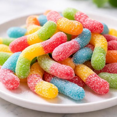 Sour gummy worms