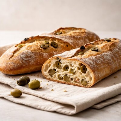 Sourdough olive baguette