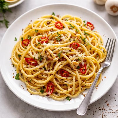 Spaghetti aglio e olio e peperoncino