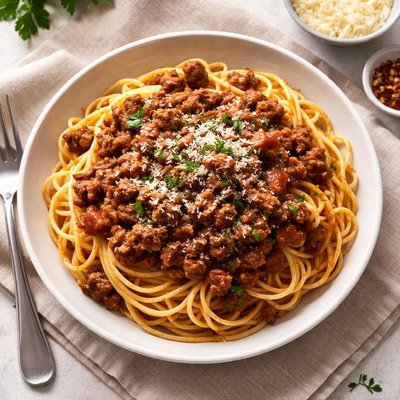 Spaghetti and ground beef