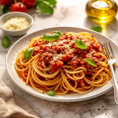 Spaghetti and tomato sauce