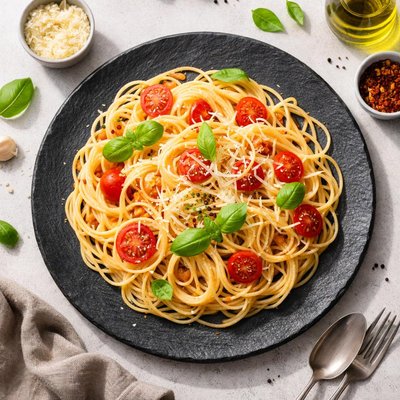 Spaghetti noodles cooked