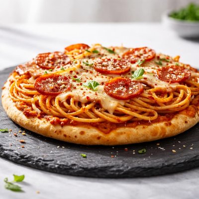 Spaghetti pizza