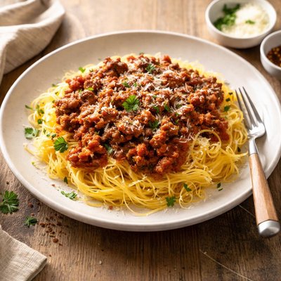 意大利细面条南瓜肉酱