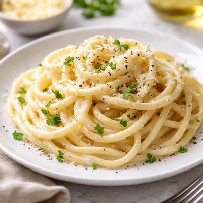 Spaghetti with alfredo sauce