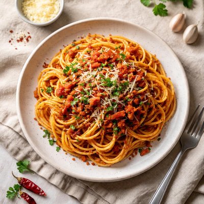 Spaghetti with arrabbiata sauce
