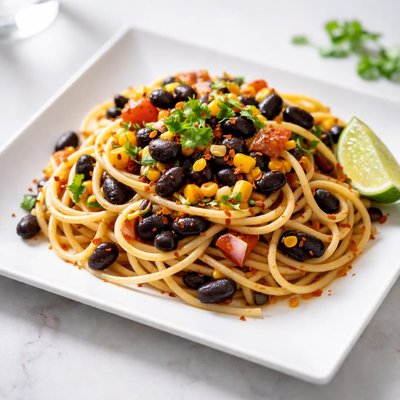 Spaghetti with black beans