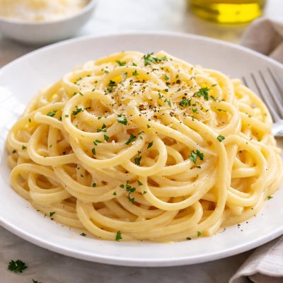 Spaghetti with cheese sauce