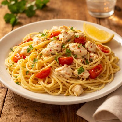 Spaghetti with crab meat