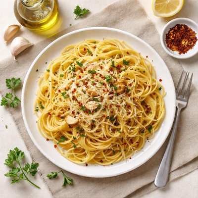 Spaghetti with garlic and oil