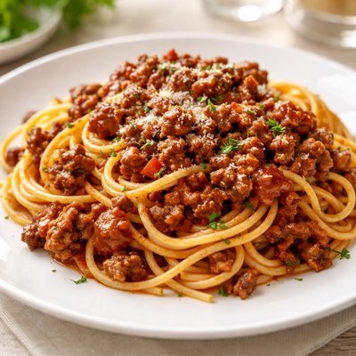 Spaghetti with ground beef