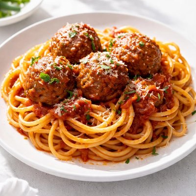 意大利面配肉丸和奶酪