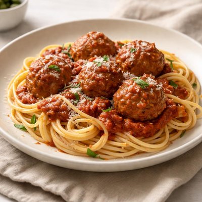 Spaghetti with meatballs and sauce