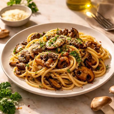 Spaghetti with mushrooms
