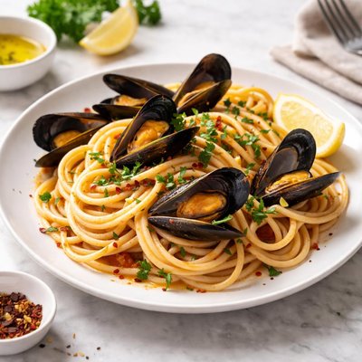 Spaghetti with mussels
