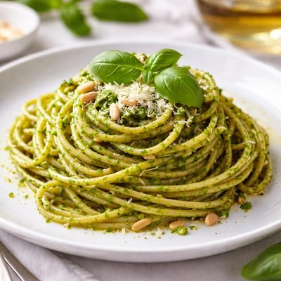 Spaghetti with pesto sauce