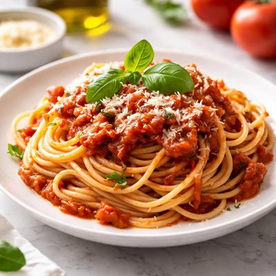 Spaghetti with tomato sauce and cheese