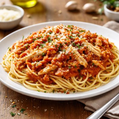 番茄酱鸡丝意大利面