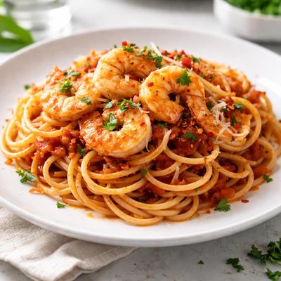 番茄酱虾意面
