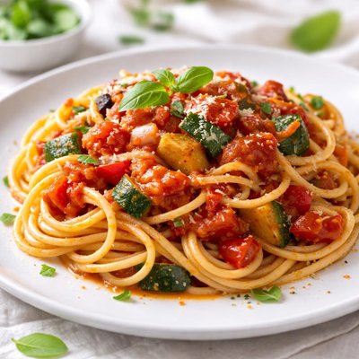 番茄酱蔬菜意面