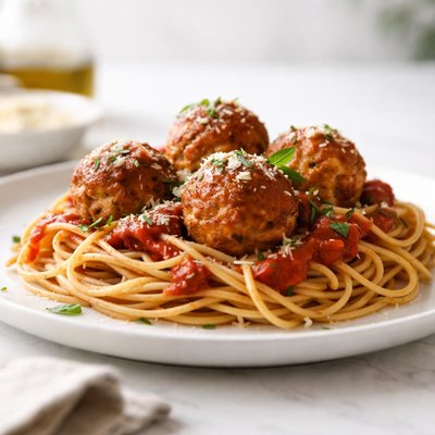 Spaghetti with turkey meatballs